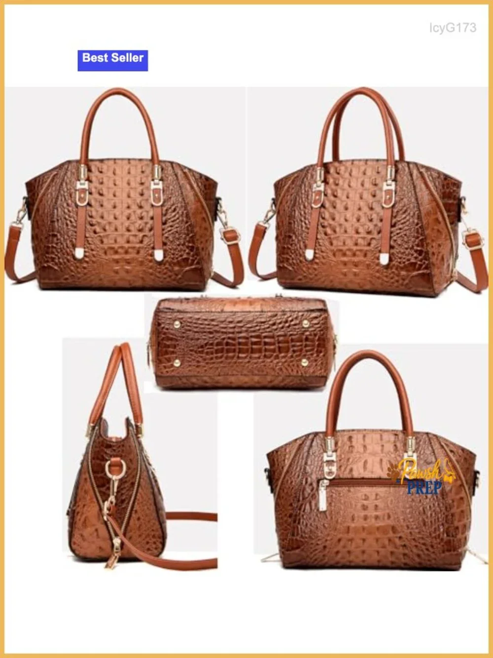 Crocodile Pattern PU Leather Satchel Shoulder Bag Ladies Zipper Totes Purse Top